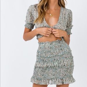 Akila Top and Skirt Green Princess Polly